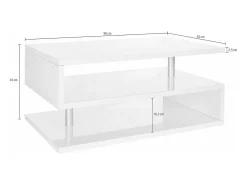 Outlet Dmora Mesa de caféDcambias, Mesa de estar, Armário de armazenamento baixo, Mesa de café, 90x55h41 cm, brilhante Branco