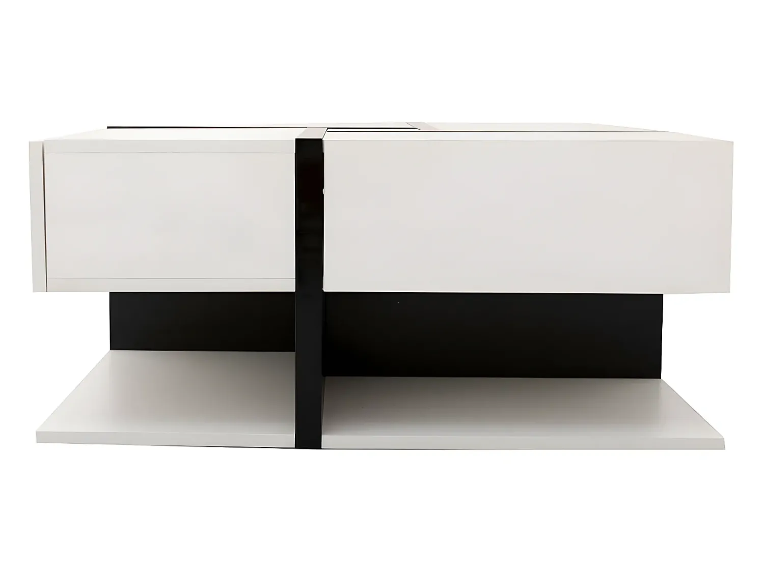 Mesa De Centro|ModernLuxe Mesa de centro - 4 gavetas - espaço de arrumação na parte inferior - 78x78x36cm - Branco e Preto Preto / Branco