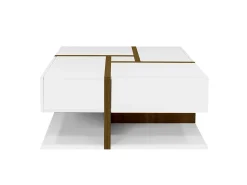 Mesa De Centro|ModernLuxe Mesa de centro - 4 gavetas - espaço de arrumação na parte inferior - 78x78x36cm - Branco e Castanho Castanho / Branco
