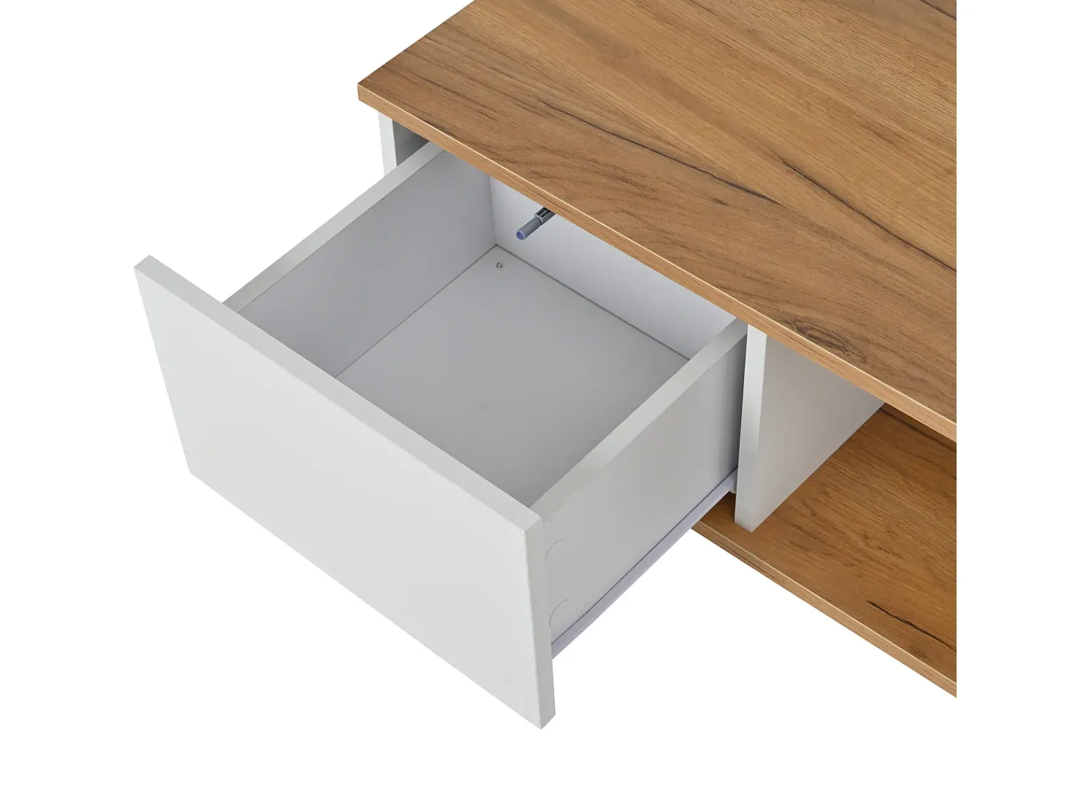 ModernLuxe Mesa de centro 70×70×31,5 cm - com 3 gavetas - tampo quadrado - painel de partículas - branco + natural^ Mesa De Centro