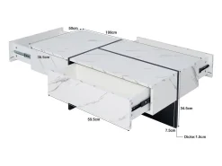 Mesa de centro - com sistema de iluminação LED controlado por aplicativo - Branca^ Mesa De Centro