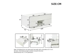 Mesa De Centro|Merax Mesa de centro elevatório e acabamento laqueado de alto brilho - 100 x 45 x 43 cm - com 2 gavetas + LEDs + espaço de armazenamento oculto - aglomerado - branca Branco