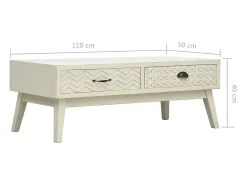 Mesa De Centro*vidaxl Mesa de centro 2 gavetas esculpidas 110x50x40 madeira Cinzento