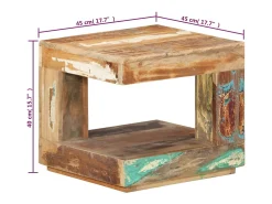 Mesa De Centro| Mesa de centro | Mesa de apoio | Mesa de café 45x45x40 cm madeira recuperada maciça Castanho