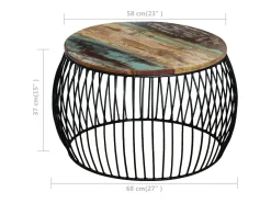 New Mesa de centro | Mesa de apoio redonda 68x37 cm madeira reciclada maciça Castanho