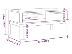 Mesa De Centro* Mesa de centro | Mesa de apoio FLORO 99x55.5x45 cm pinho maciço mel Castanho