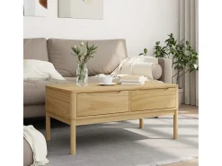 Mesa De Centro* Mesa de centro | Mesa de apoio FLORO 99x55.5x45 cm pinho maciço mel Castanho