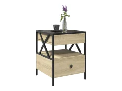 Mesa De Centro* Mesa de centro | Mesa de apoio luzes LED Infinity 40x40x51 cm carvalho sonoma Castanho