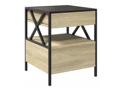 Mesa De Centro* Mesa de centro | Mesa de apoio luzes LED Infinity 40x40x51 cm carvalho sonoma Castanho