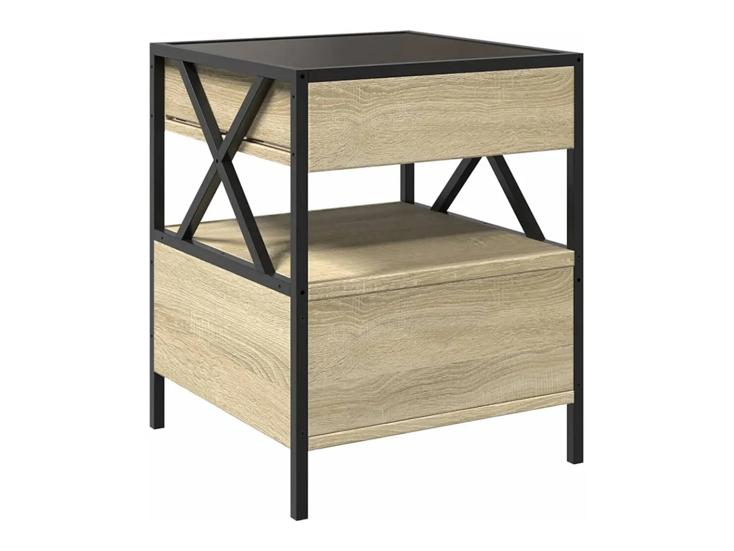 Mesa De Centro* Mesa de centro | Mesa de apoio luzes LED Infinity 40x40x51 cm carvalho sonoma Castanho