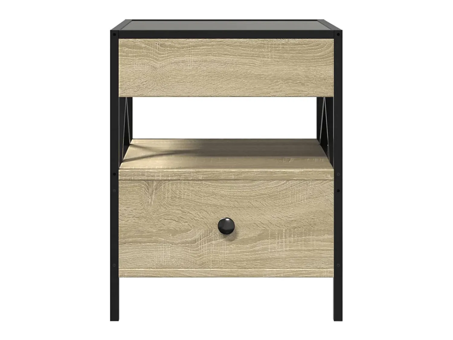 Mesa De Centro* Mesa de centro | Mesa de apoio luzes LED Infinity 40x40x51 cm carvalho sonoma Castanho