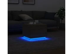 Mesa De Centro* Mesa de centro | Mesa de apoio com luzes LED 50x50x40 cm carvalho sonoma Castanho
