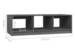 Mesa De Centro| Mesa de centro | Mesa de apoio 110x50x34 cm madeira de pinho maciça Cinzento