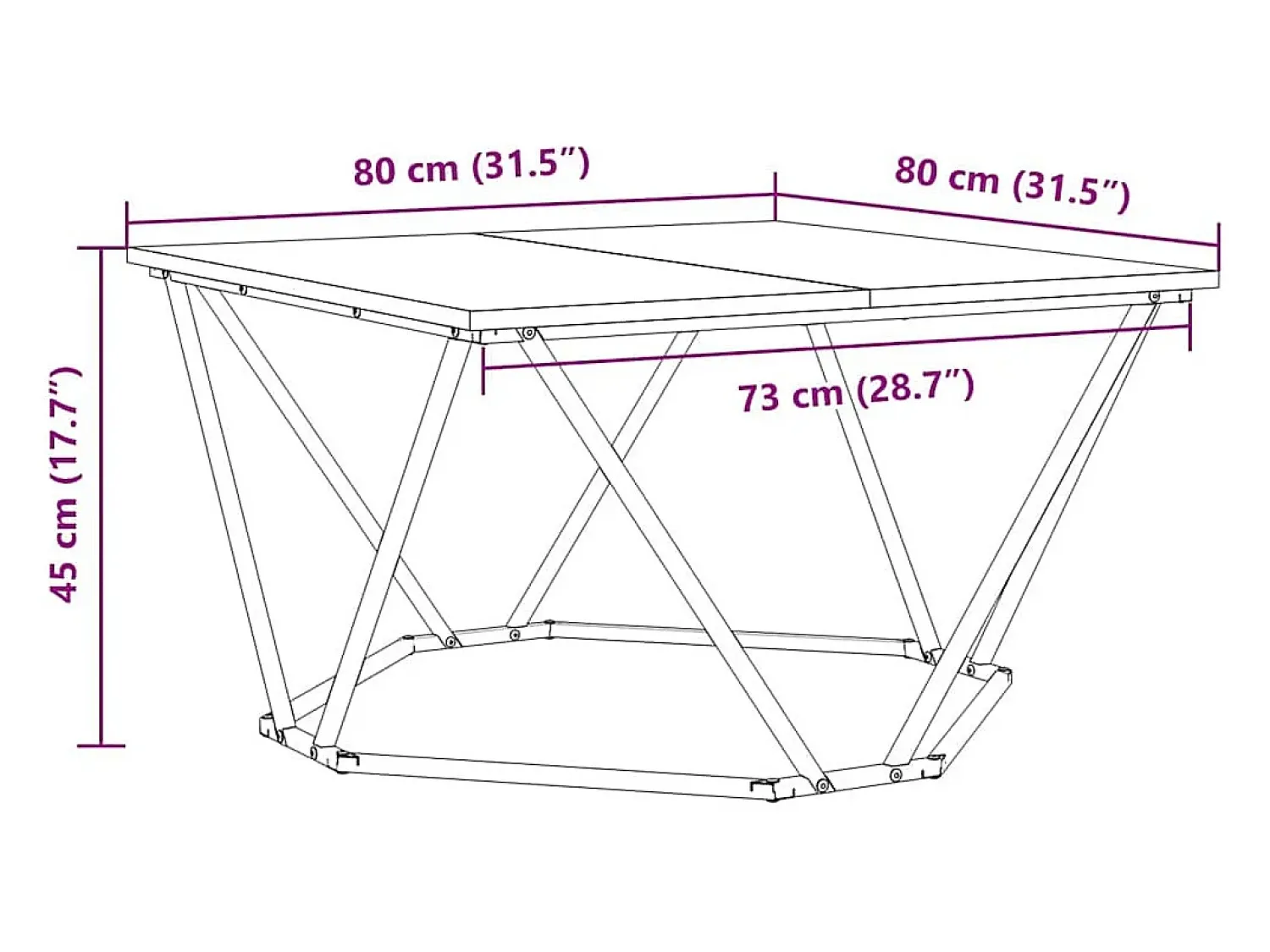 Mesa De Centro| Mesa de centro | Mesa de apoio Sonoma 80x80x45 cm Cinzento