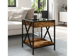 Mesa de centro | Mesa de apoio luzes LED Infinity 40x40x49 cm carvalho fumado^ Mesa De Centro