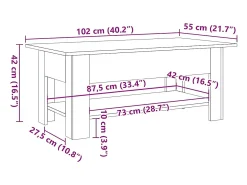 Mesa De Centro* Mesa de centro | Mesa de apoio | Mesa de café 102x55x42cm derivados de madeira carvalho artisiano Castanho
