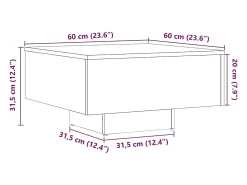 Mesa de centro | Mesa de apoio 60x60x31.5 cm derivados de madeira madeira velha^ Mesa De Centro