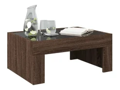 Mesa De Centro| Mesa de centro | Mesa de apoio luzes LED Infinity 70x50x30 cm carvalho Castanho