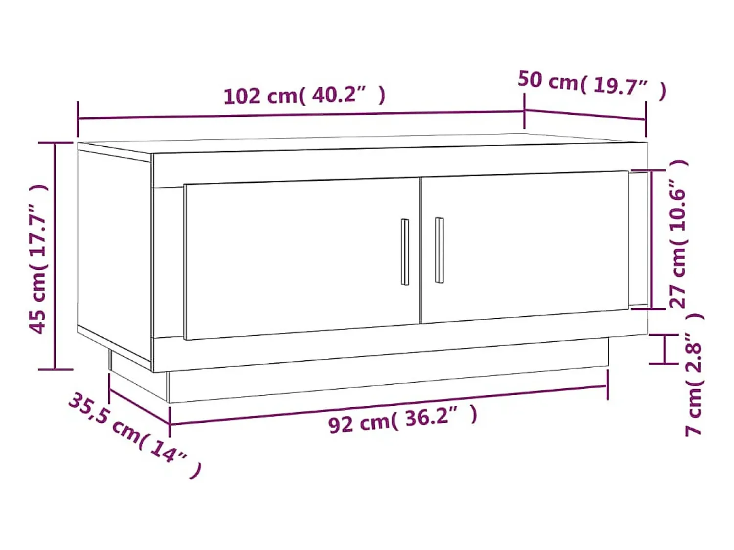 Mesa de centro | Mesa de apoio 102x50x45 cm derivados madeira carvalho fumado^ Mesa De Centro