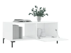 Mesa De Centro* Mesa de centro | Mesa de apoio 90x50x40 cm madeira processada brilhante Branco