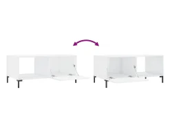 Mesa De Centro* Mesa de centro | Mesa de apoio 90x50x40 cm madeira processada brilhante Branco