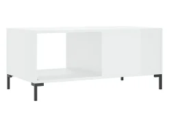 Mesa De Centro* Mesa de centro | Mesa de apoio 90x50x40 cm madeira processada brilhante Branco