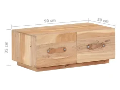 Mesa De Centro| Mesa de centro | Mesa de apoio | Mesa de café 90x50x35 cm madeira recuperada maciça Castanho