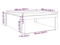 Hot Mesa de centro | Mesa de apoio 100x100x35 cm derivados de madeira Preto