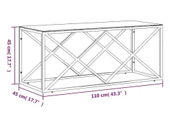 Hot Mesa de centro | Mesa de apoio | Mesa de café 110x45x45 cm aço inoxidável e vidro Prateado
