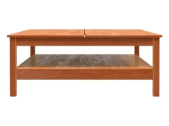 Mesa De Centro* Mesa de centro | Mesa de apoio 100x100x40 cm madeira pinho maciça cera Castanho