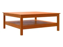 Mesa De Centro* Mesa de centro | Mesa de apoio 100x100x40 cm madeira pinho maciça cera Castanho