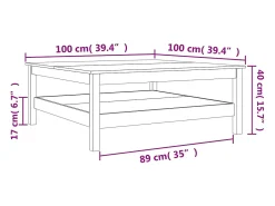 Mesa De Centro* Mesa de centro | Mesa de apoio 100x100x40 cm madeira pinho maciça cera Castanho