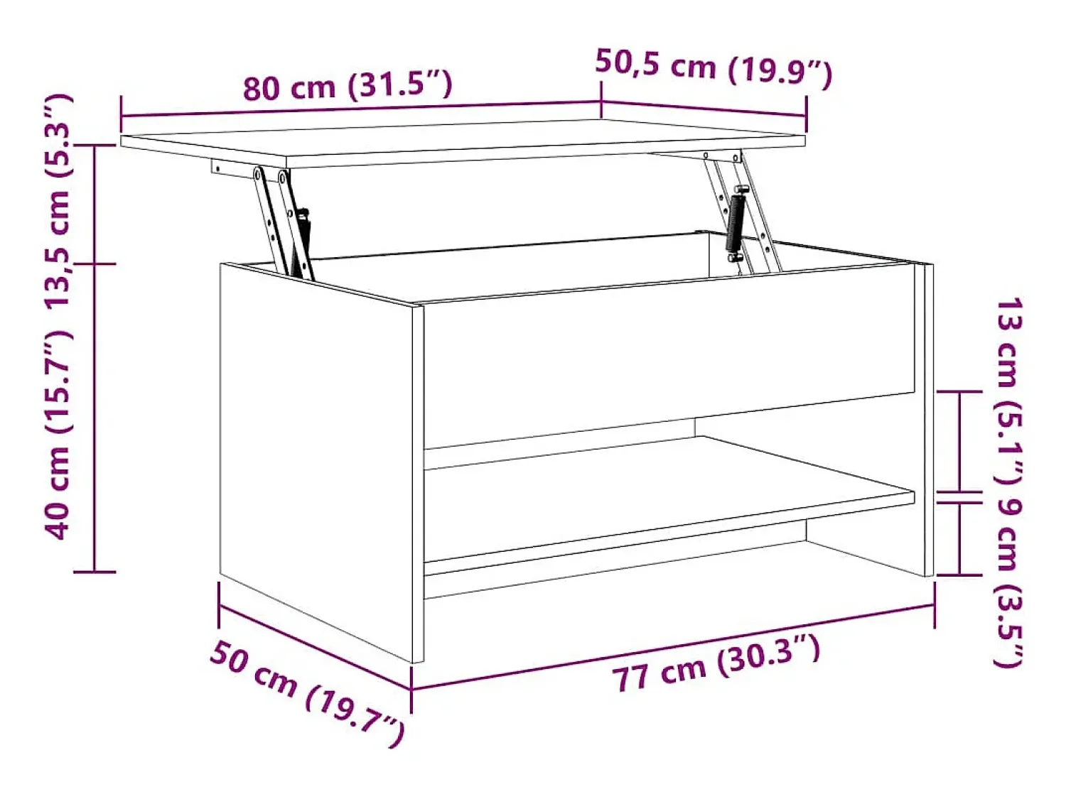 Mesa de centro | Mesa de apoio 80x50x40 cm derivados de madeira cimento^ Mesa De Centro