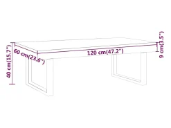 Mesa De Centro| Mesa de centro | Mesa de apoio 120x60x40 cm MDF e ferro e preto Cinzento