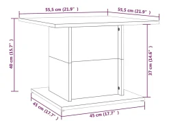Mesa de centro | Mesa de apoio 55.5x55.5x40cm derivados madeira carvalho fumado^ Mesa De Centro