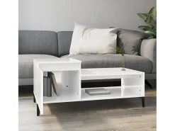 Mesa De Centro* Mesa de centro | Mesa de apoio 100x50x45 cm derivados madeira brilhante Branco