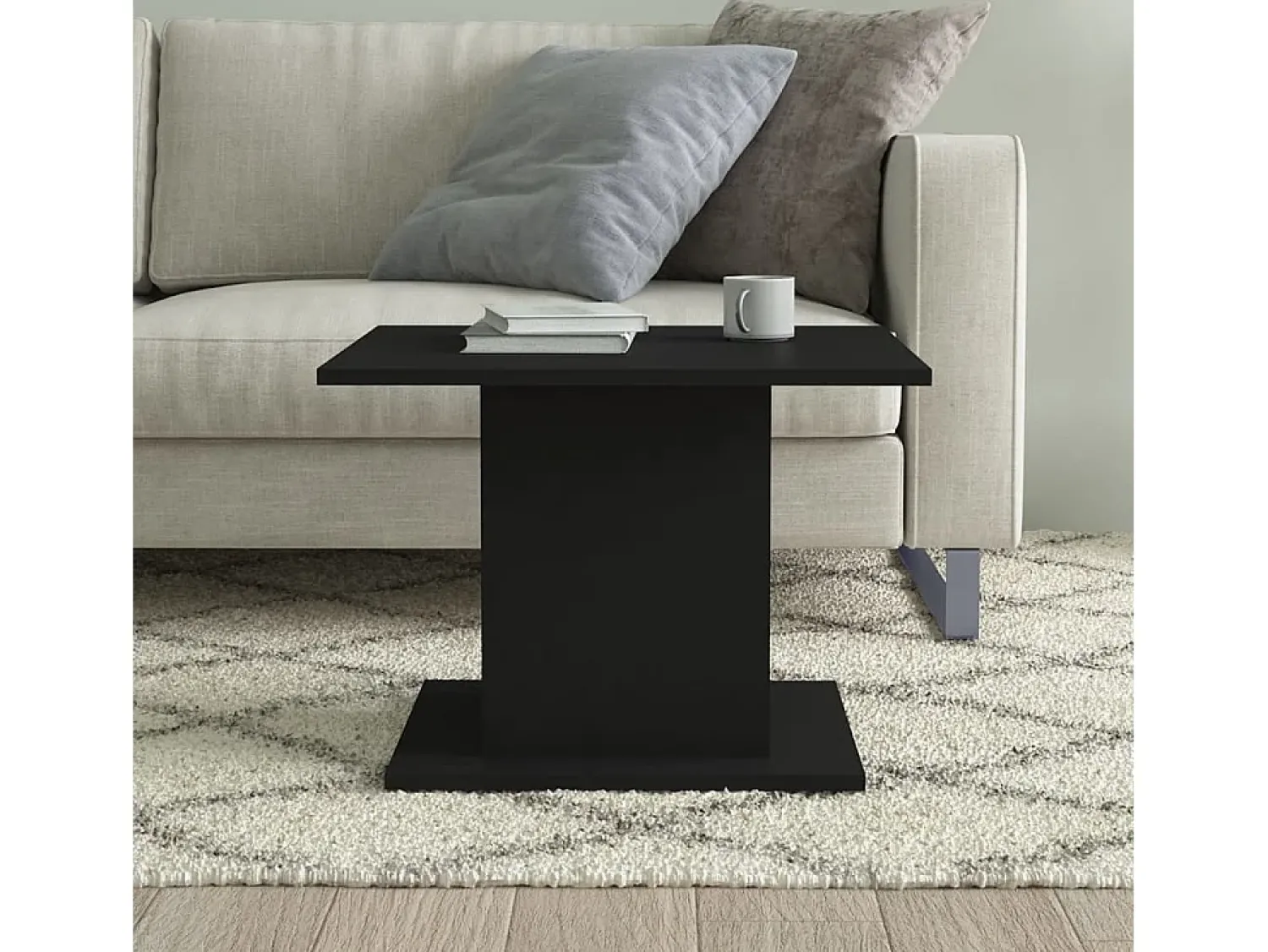 Mesa De Centro| Mesa de centro | Mesa de apoio 55.5x55.5x40 cm derivados de madeira Preto
