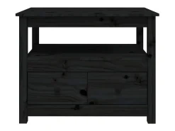 New Mesa de centro | Mesa de apoio 71x49x55 cm pinho maciço Preto