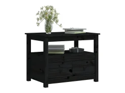 New Mesa de centro | Mesa de apoio 71x49x55 cm pinho maciço Preto