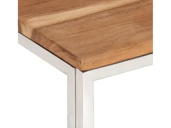 Mesa de centro | Mesa de apoio | Mesa de café aço inoxidável/madeira de acácia maciça Prateado