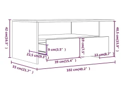 Mesa De Centro| Mesa de centro | Mesa de apoio 102x55x42 cm madeira processada cinza cimento Cinzento