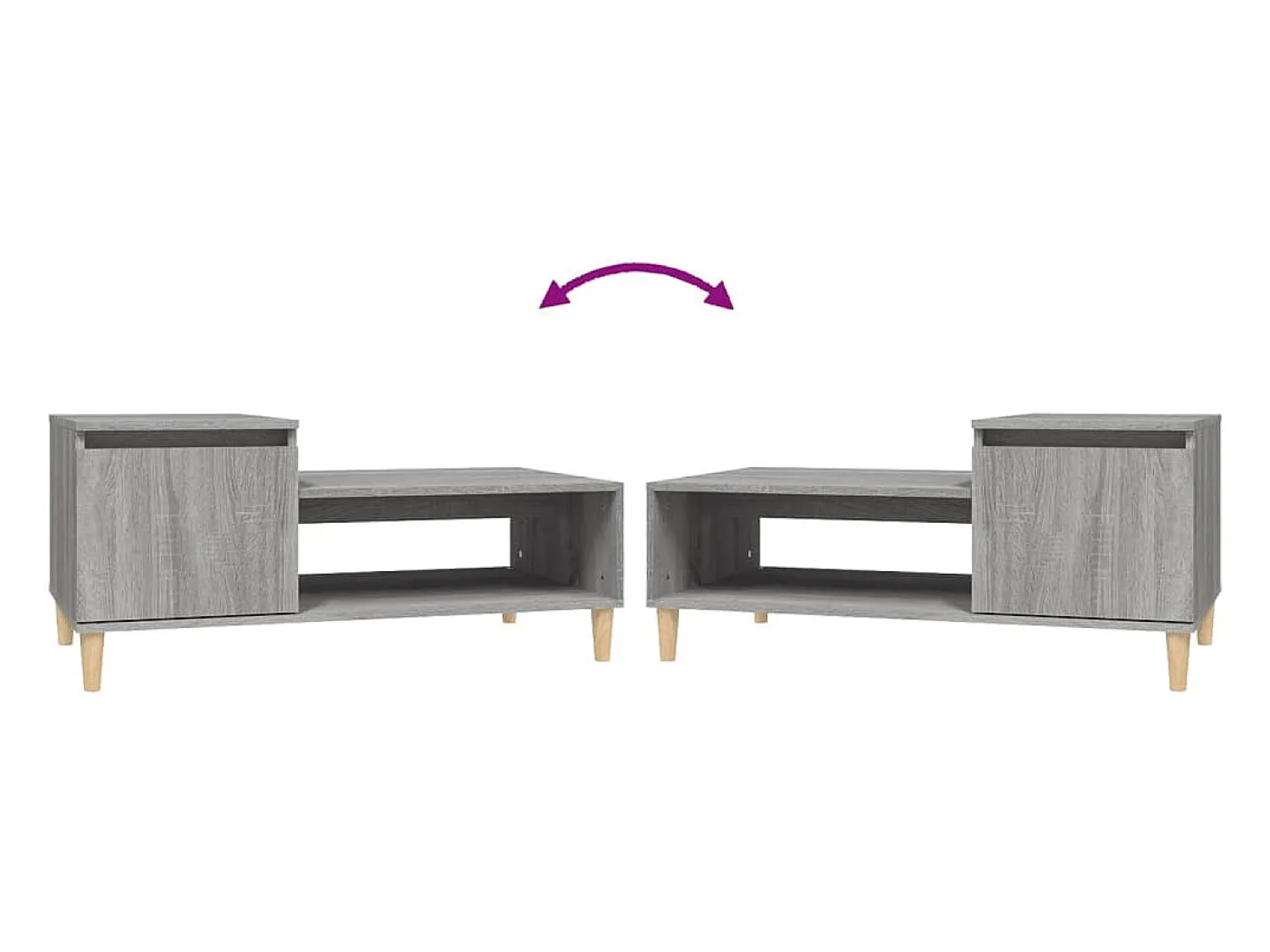 Clearance Mesa de centro | Mesa de apoio 100x50x45 cm derivados madeira sonoma Cinzento