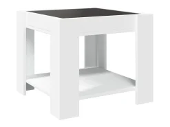 Mesa De Centro| Mesa de centro | Mesa de apoio c/ LEDs 53x53x45 cm derivados de madeira Branco