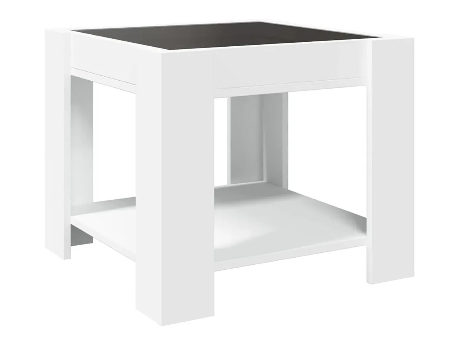Mesa De Centro| Mesa de centro | Mesa de apoio c/ LEDs 53x53x45 cm derivados de madeira Branco