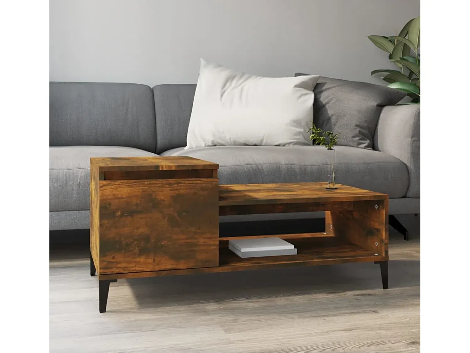 Mesa de centro | Mesa de apoio 100x50x45 cm derivados madeira carvalho fumado^ Mesa De Centro