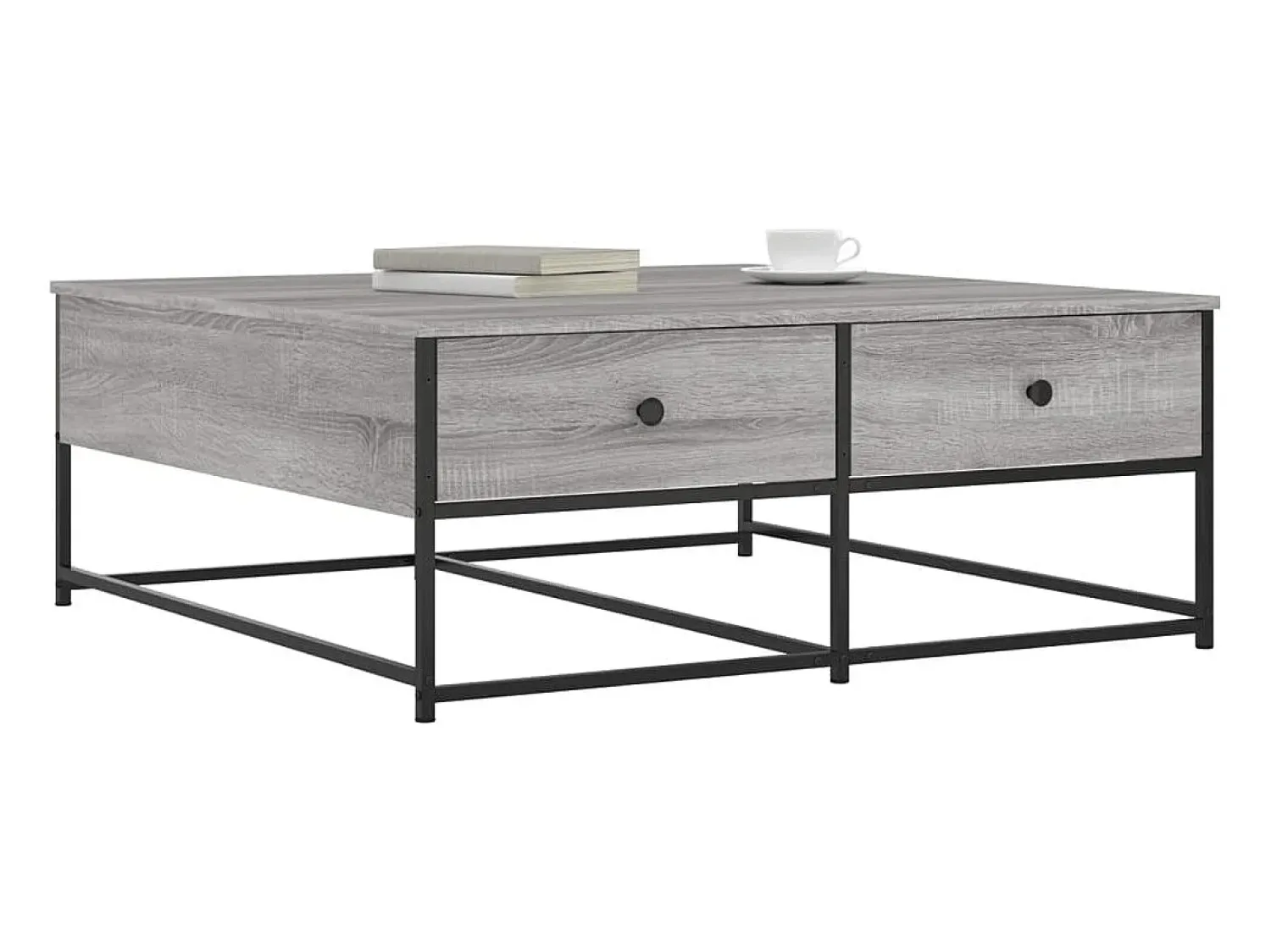 Mesa De Centro* Mesa de centro | Mesa de apoio 100x99x40 cm derivados madeira sonoma Cinzento