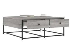 Mesa De Centro* Mesa de centro | Mesa de apoio 100x99x40 cm derivados madeira sonoma Cinzento