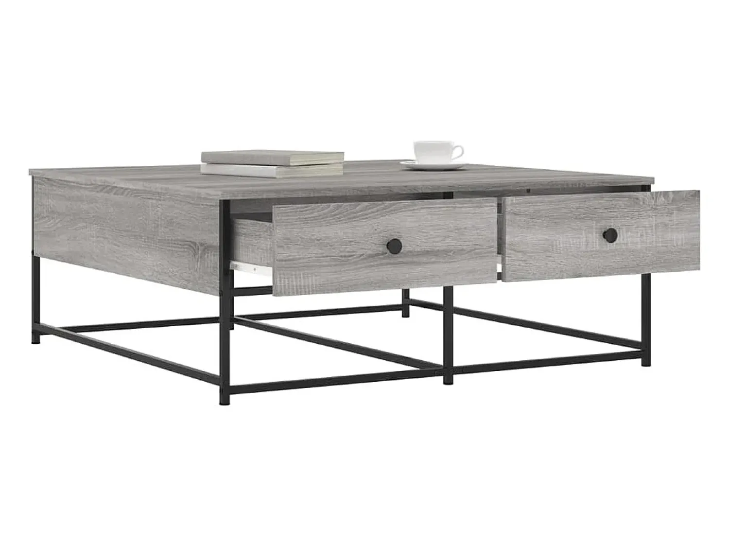 Mesa De Centro* Mesa de centro | Mesa de apoio 100x99x40 cm derivados madeira sonoma Cinzento