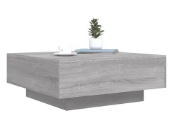 Mesa De Centro* Mesa de centro | Mesa de apoio com luzes LED 80x80x31 cm sonoma Cinzento