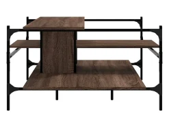 Mesa de centro | Mesa de apoio 100x100x48.5 cm derivados madeira carvalho^ Mesa De Centro